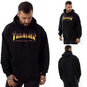 thrasher bbq flame black hoodie